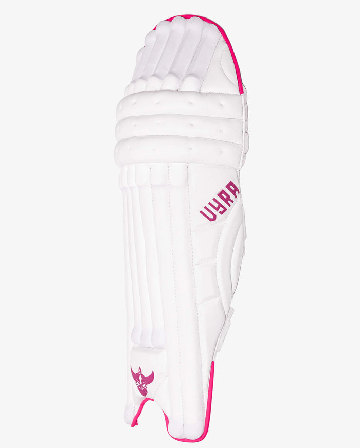 ZEALOTS VYRA Womens Cricket Batting Pads — White/Pink