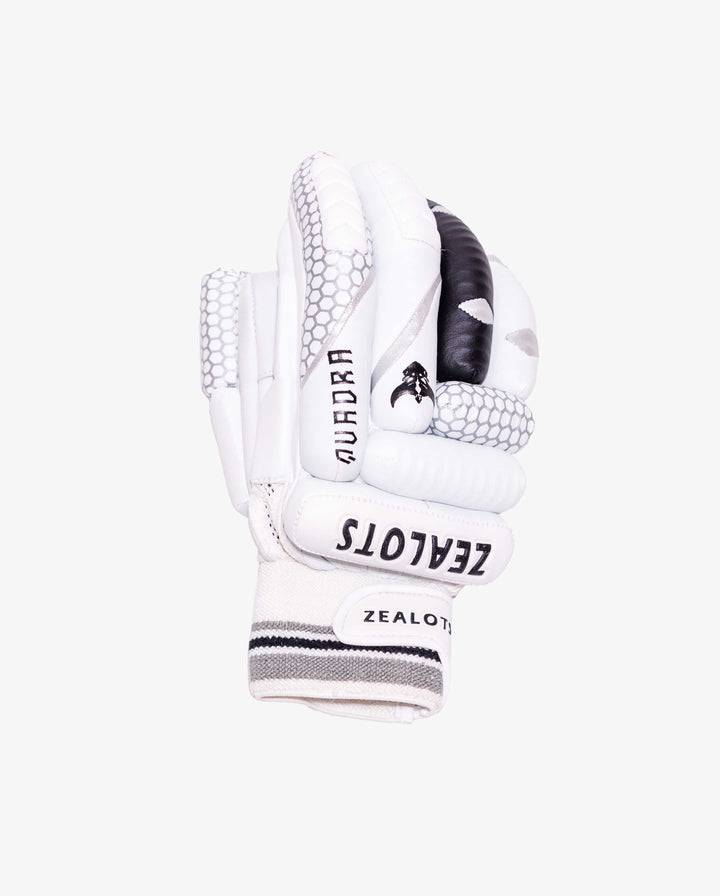 Zealots Quadra Batting Gloves – Premium White Leather Cricket Gloves — alternate view