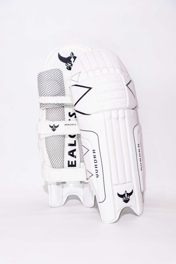 Zealots Quadra Batting Pads – Premium White Lightweight Cricket Leg Guards