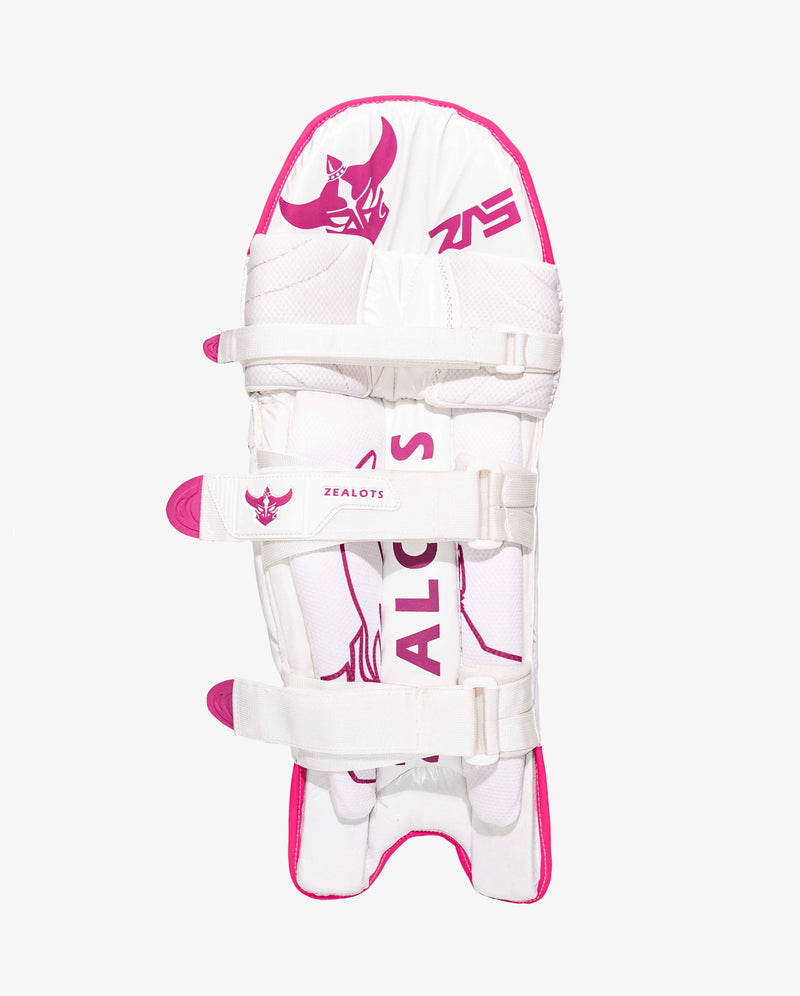 ZEALOTS VYRA Cricket Batting Pads — White/Pink