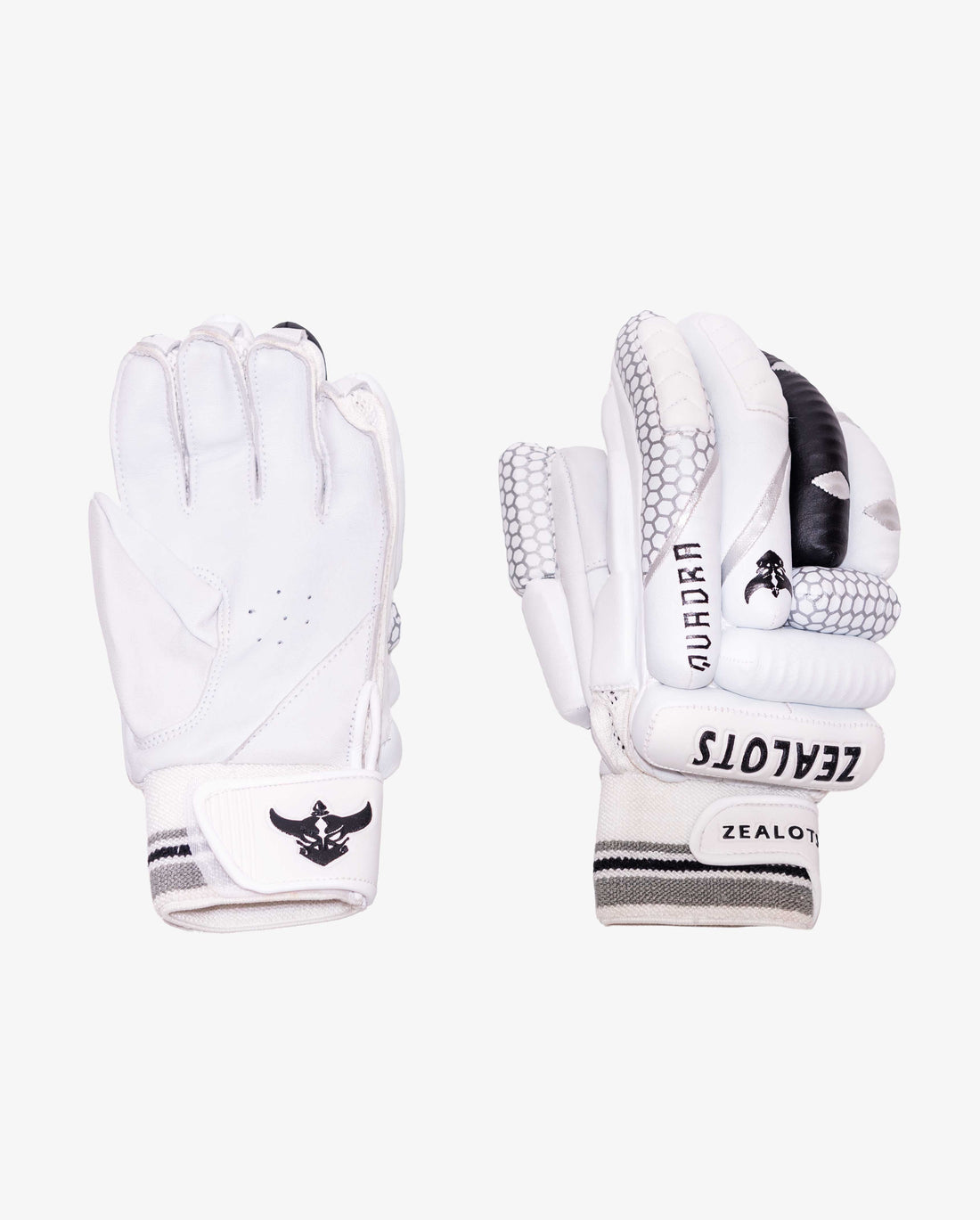 Zealots Quadra Batting Gloves – Premium White Leather Cricket Gloves