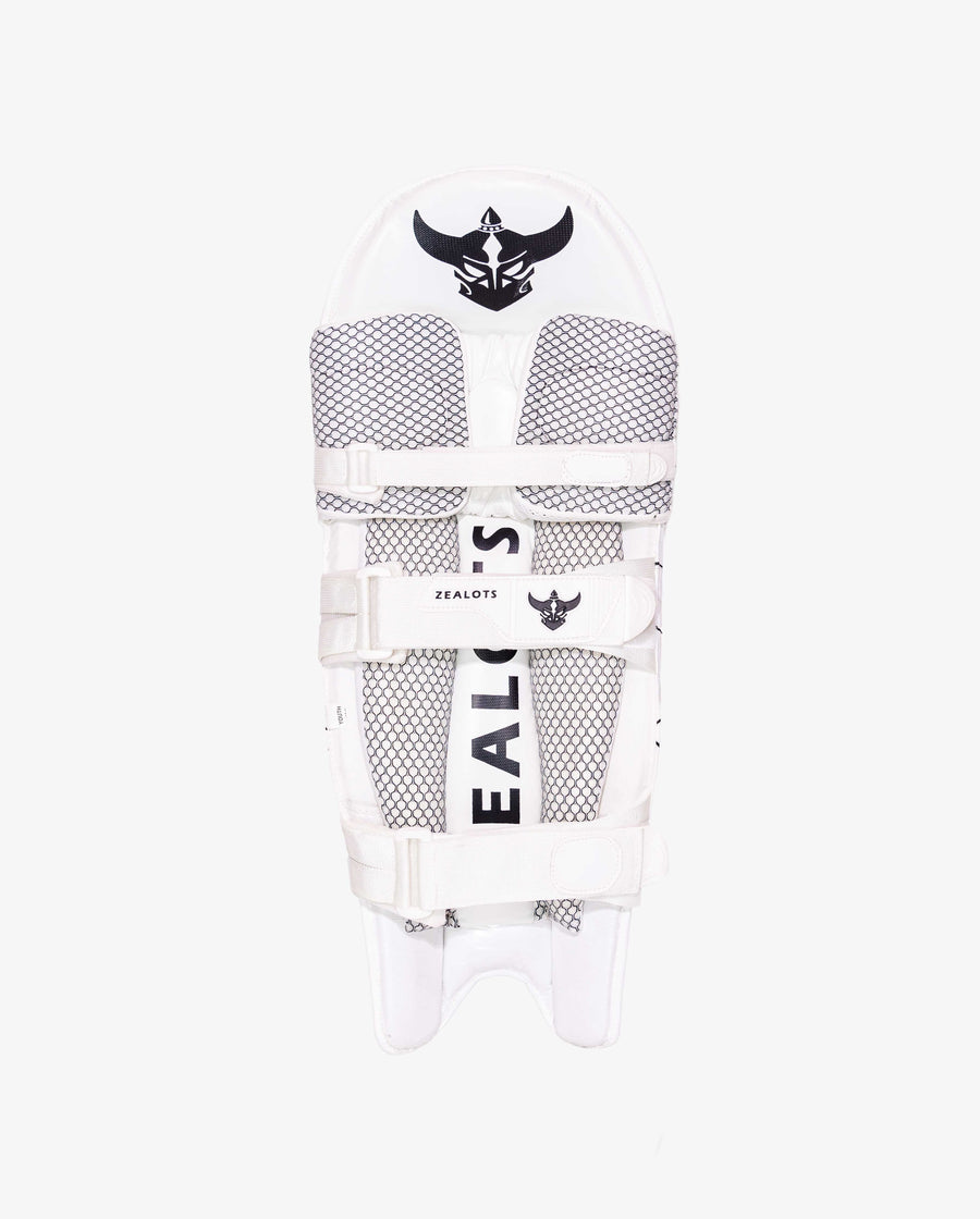 Zealots Quadra Batting Pads – Premium White Lightweight Cricket Leg Guards