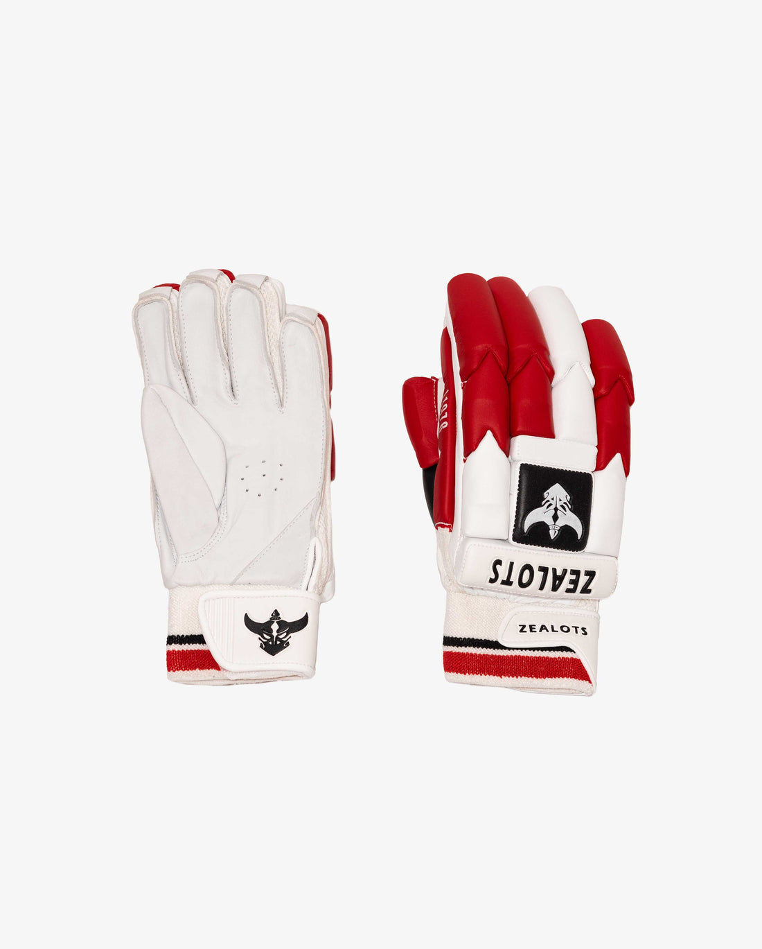 Zealots L1976 Batting Gloves – Premium Leather Cricket Gloves | Red, White & Black