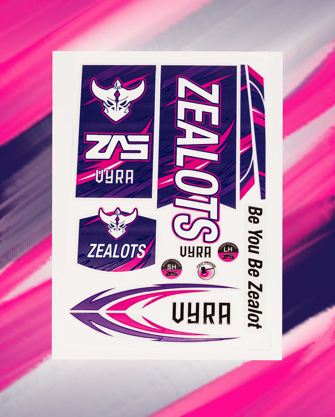 ZEALOTS VYRA Cricket Bat Sticker Set — Purple Storm Edition