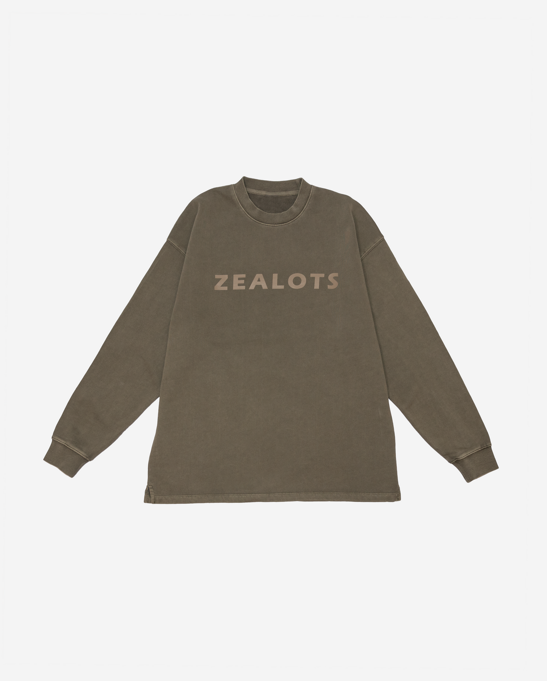 Zealots Luxe Flocked Khaki Crewneck ZEALOTS