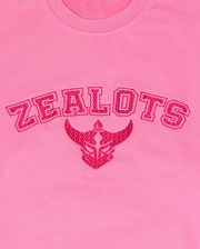 ZEALOTS Shock-Pink Sweatshirt - Satin Stitch Embroidery Branding