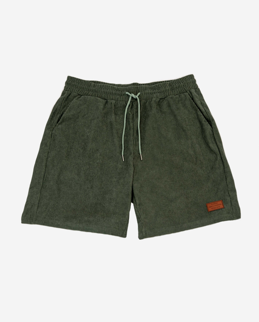 Sage Cord Comfort Shorts - Green