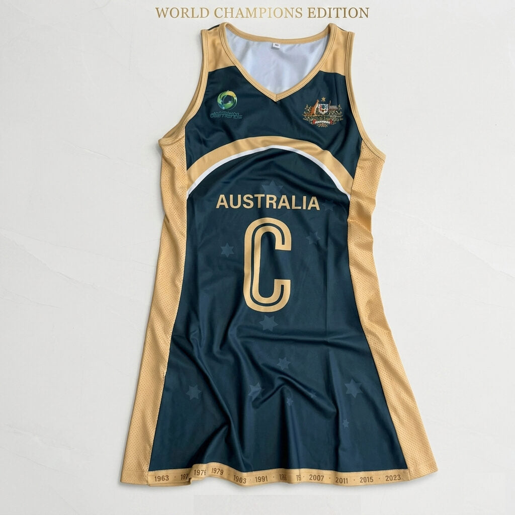 World Champions Edition custom netball dress by Zealots Sports